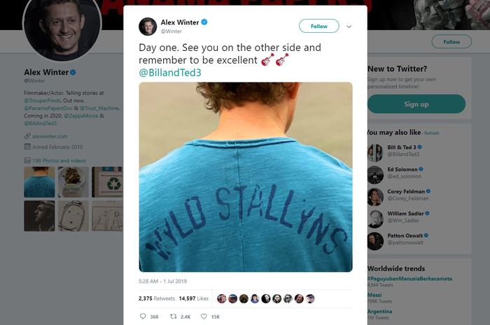 Alex Winter mengumumkan tentang pengambilan gambar untuk Bill &amp; Ted Face The Music  