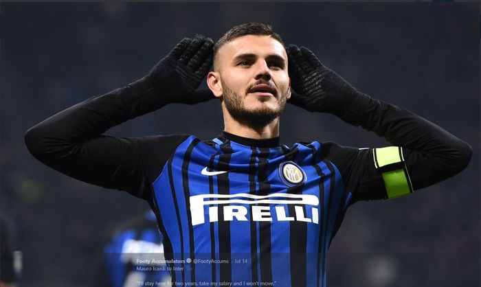 Mauro Icardi saat merayakan golnya untuk Inter Milan.