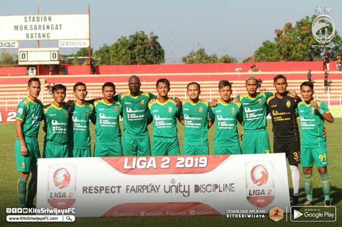 Sriwijaya FC saat menjalani laga tandang melawan Persibat Batang di stadion M.Sarengat Batang, Kamis (18/7/2019)