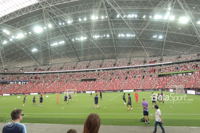 Sesi latihan Tottenham Hotspur di ajang International Champions Cup 2019  di National Stadium, Singapura, Jumat (19/7/2019).