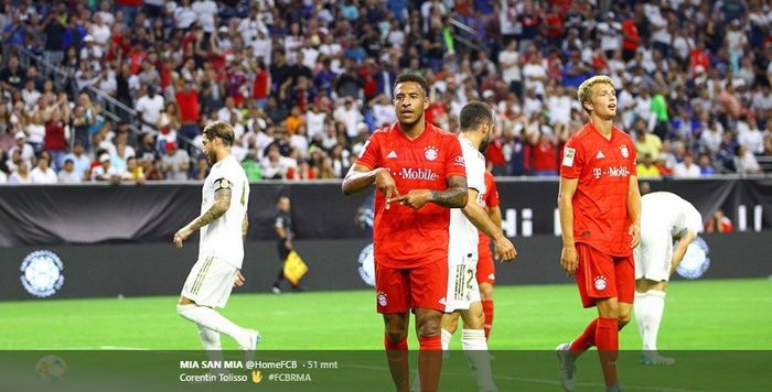 Corentin Tolisso membuka keunggulan Bayern Muenchen atas Real Madrid pada laga International Champions Cup