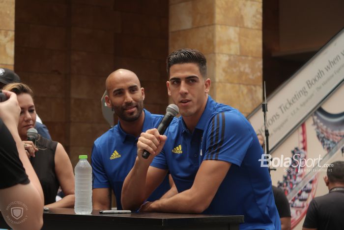 Kiper Manchester United Lee Grant dan Joel Perreira saat menghadiri meet and greet International Champions Cup 2019 di Resorts World Sentosa, Minggu (21/7/2019).