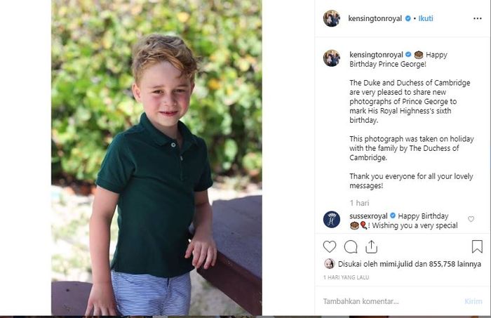 Penampilan Pangeran George mengenakan baju murah.