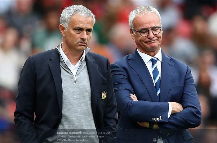 Jose Mourinho (kiri) dan Claudio Ranieri.