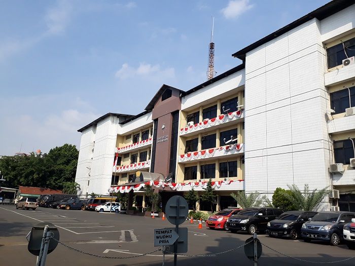 Suasana Polres Metro Jakarta Selatan pada Sabtu (27/7/2019).