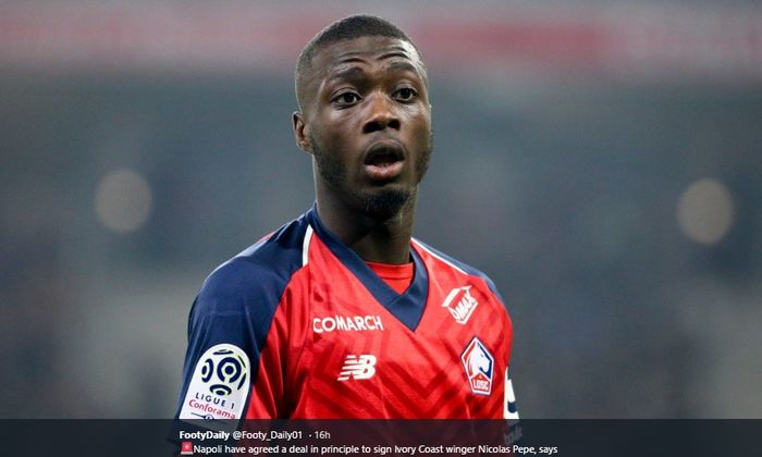 Striker Lille, Nikolas Pepe, menjadi incaran Liverpool dan Arsenal.