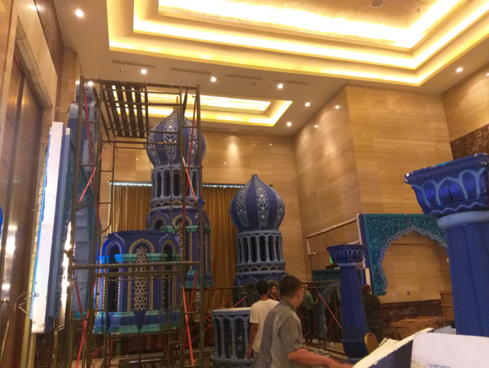 Persiapan pernikahan Tania Nadira dan Abdulla Alwi di kawasan Grand Indonesia, Jakarta Pusat, Sabtu (3/8/2019).