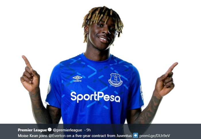 Everton resmi mendapatkan penyerang muda Juventus, Moise Kean, pada bursa transfer musim panas ini.