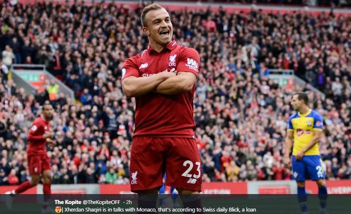 Winger Liverpool, Xherdan Shaqiri, tengah diincar oleh AS Monaco.