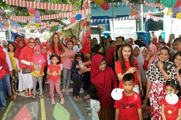 Ayu Ting Ting menemani putrinya lomba