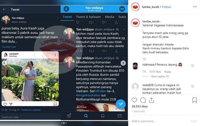 Tangkapan layar utas Yan Widjaya yang membuat Aura Kasih Murka.