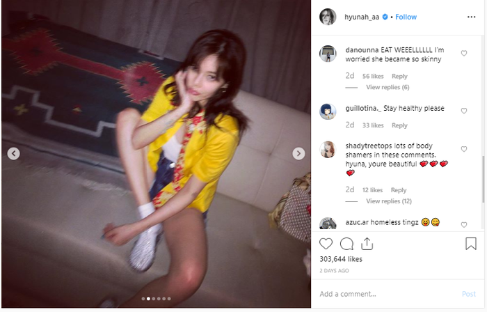Hyuna terlihat semakin kurus dari biasanya.