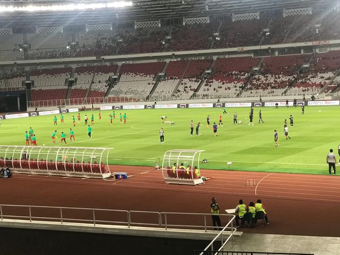 Suasana menjelang laga Indonesia vs Thailand di Kualifikasi Piala Dunia 2022 zona Asia, Selasa (10/9/2019) di Stadion Utama Gelora Bung Karno, Jakarta.