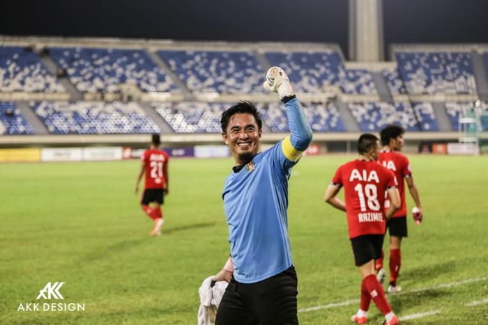 kiper senior DPMM FC, Wardun Yussof pada laga kontra Warriors FC pada laga pekan ke-22 Liga Singapura 2019, 14 September 2019.