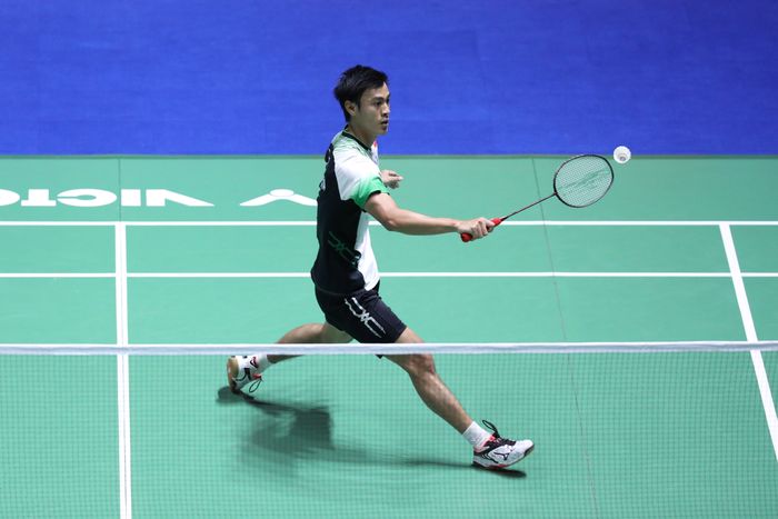 Pemain tunggal putra Indonesia, Shesar Hiren Rhustavito, saat tampil pada babak kedua China Open 2019, Kamis (19/9/2019) di Changzou, China. 