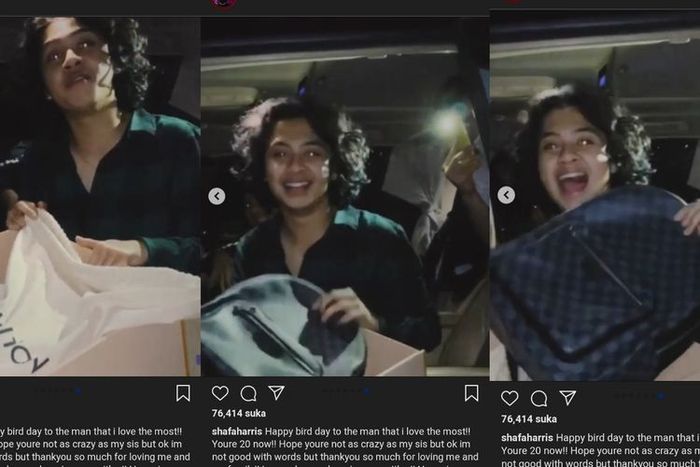 Bastian Steel mendapat hadiah dari kekasihnya Shafa Harris.