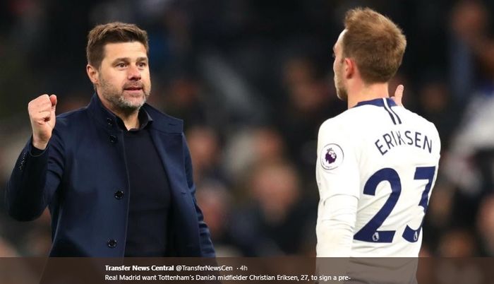 Mauricio Pochettino (kiri) dan Christian Eriksen.