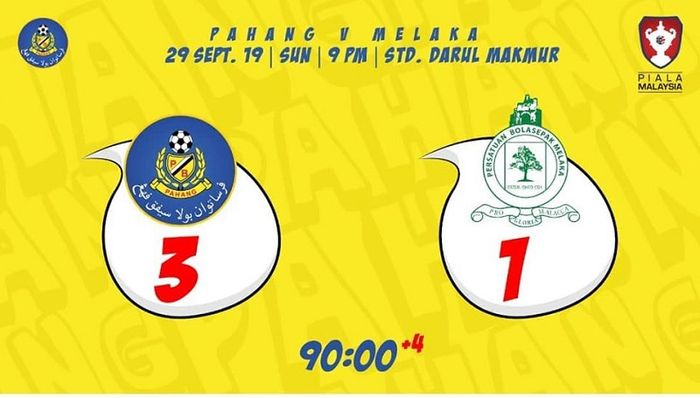 Pahang FA vs Melaka United pada perempat final kedua Piala Malaysia 2019, 29 September 2019.