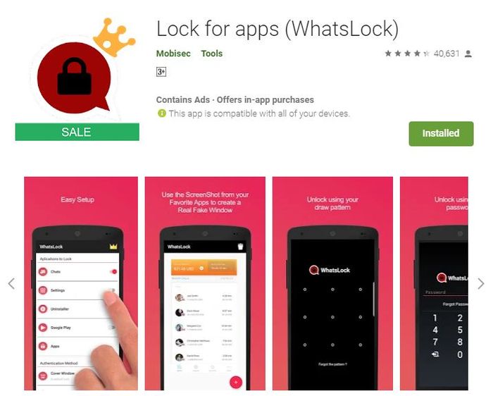 Aplikasi WhatsLock di Play Store