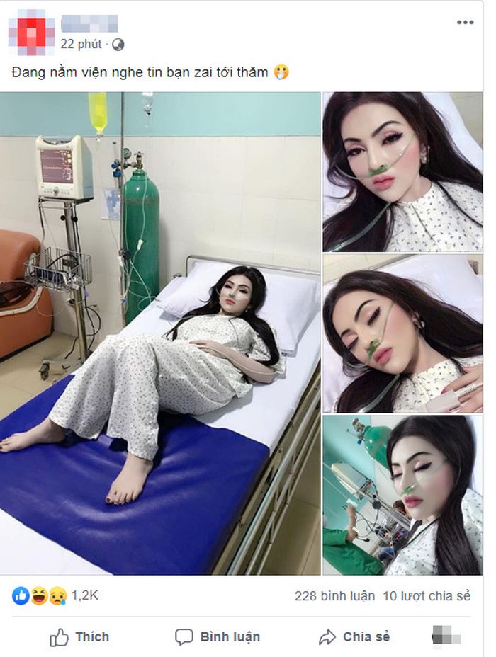Postingan di Facebook menunjukkan wanita ini dandan meski terbaring sakit.
