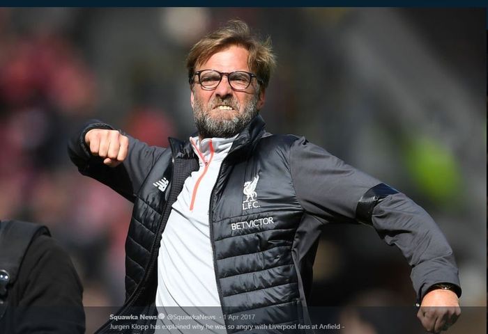 Ekspresi pelatih Liverpool, Juergen Klopp.