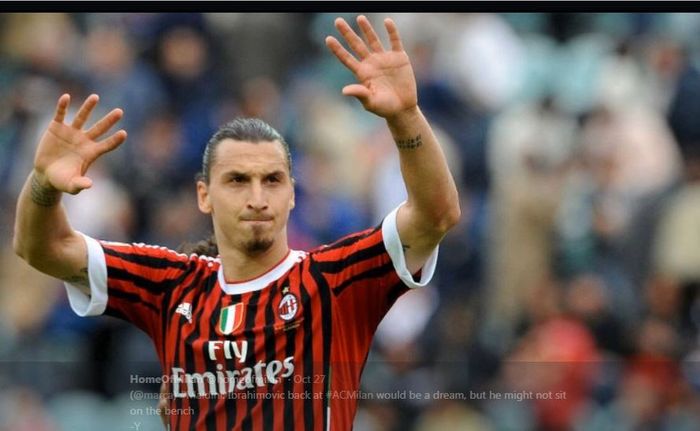 Zlatan Ibrahimovic saat membela AC Milan..