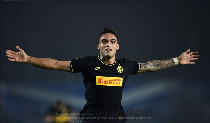 Penyerang Inter Milan, Lautaro Martinez, saat merayakan golnya.