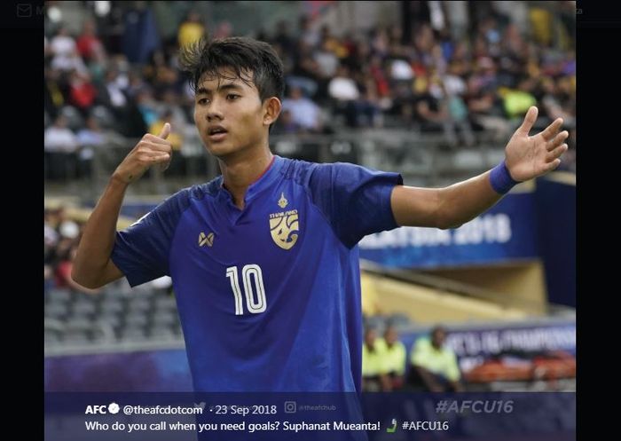 Penyerang timnas U-19 Thailand, Suphanat Mueanta.