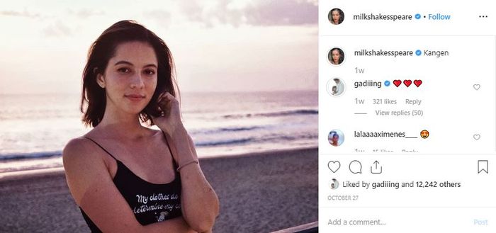 Kehadiran Gading Marten di kolom komentar Juria Hartmas curi perhatian.