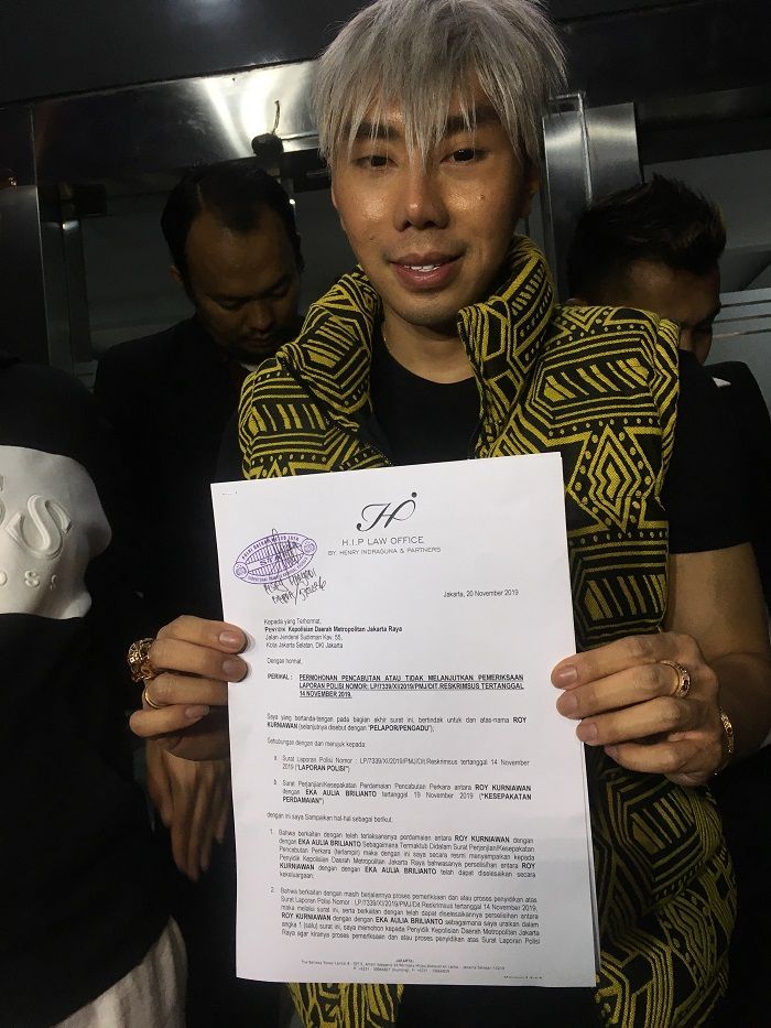 Roy Kiyoshi  di Polda Metro Jaya, Jakarta Selatan, Kamis (21/11/2019).  