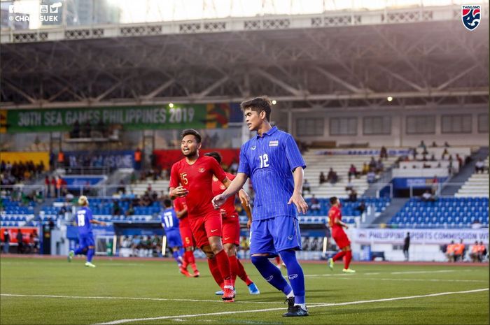 Timnas U-22 Indonesia mengalahkan Thailand dalam duel fase grup SEA Games 2019 di Rizal Memorial Stadium, Selasa (26/11/2019).