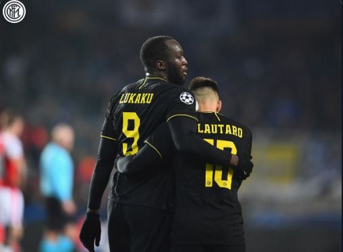 Dua penyerang Inter Milan, Romelu Lukaku dan Lautaro Martinez.