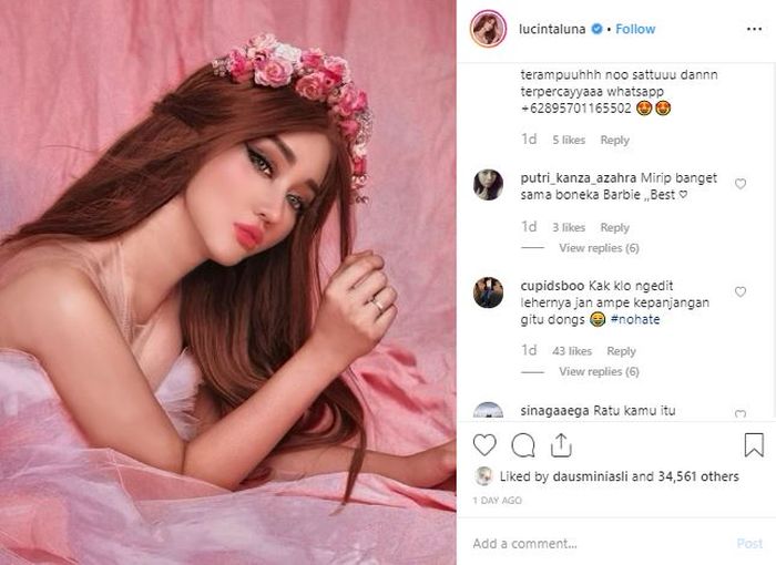 Lucinta Luna bak boneka barbie.