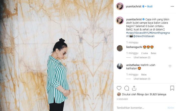 Yuanita dengan perutnya yang mulai kelihatan membesar.