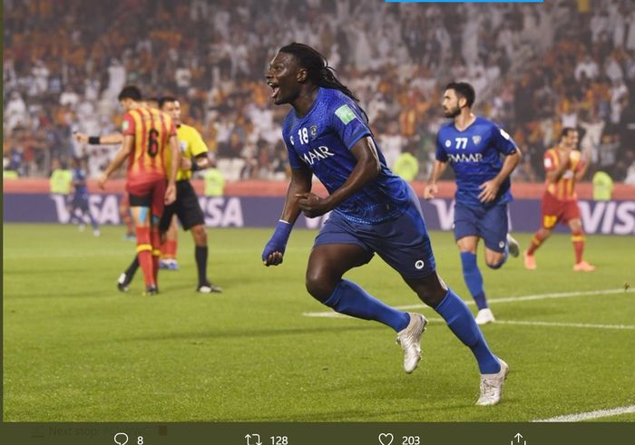 Bafetimbi Gomis mencetak gol kemenangan 1-0 Al-Hilal atas Esperance di babak kedua Piala Dunia Klub 2019, Sabtu (14/12/2019) di Doha, Qater.