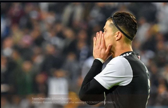 Reaksi bintang Juventus, Cristiano Ronaldo.