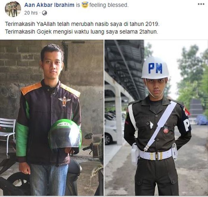 Seorang driver ojol yang kini menjadi anggota Polisi Militer.