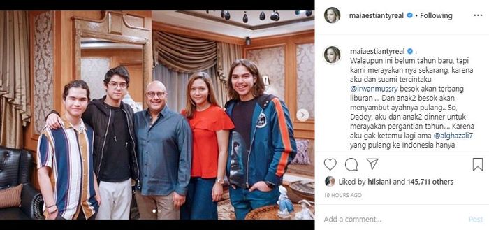 Maia Estianty memberikan dukungan untuk anak-anaknya atas kebebasan sang ayah.