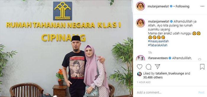 Ahmad Dhani bebas keluarga menyambut bahagia.