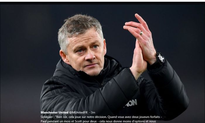 Pelatih Manchester United, Ole Gunnar Solskjaer.