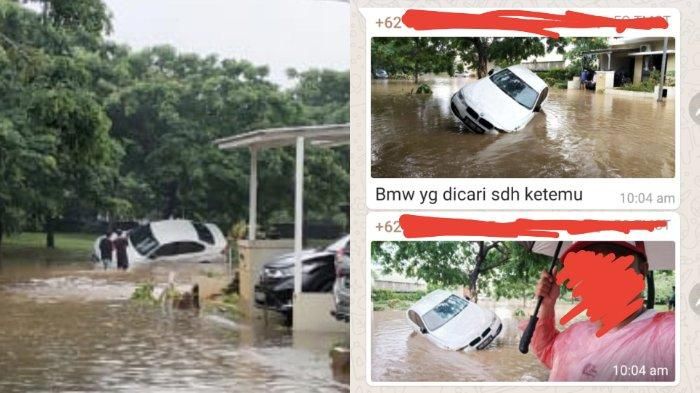 Mobil yang terseret banjir