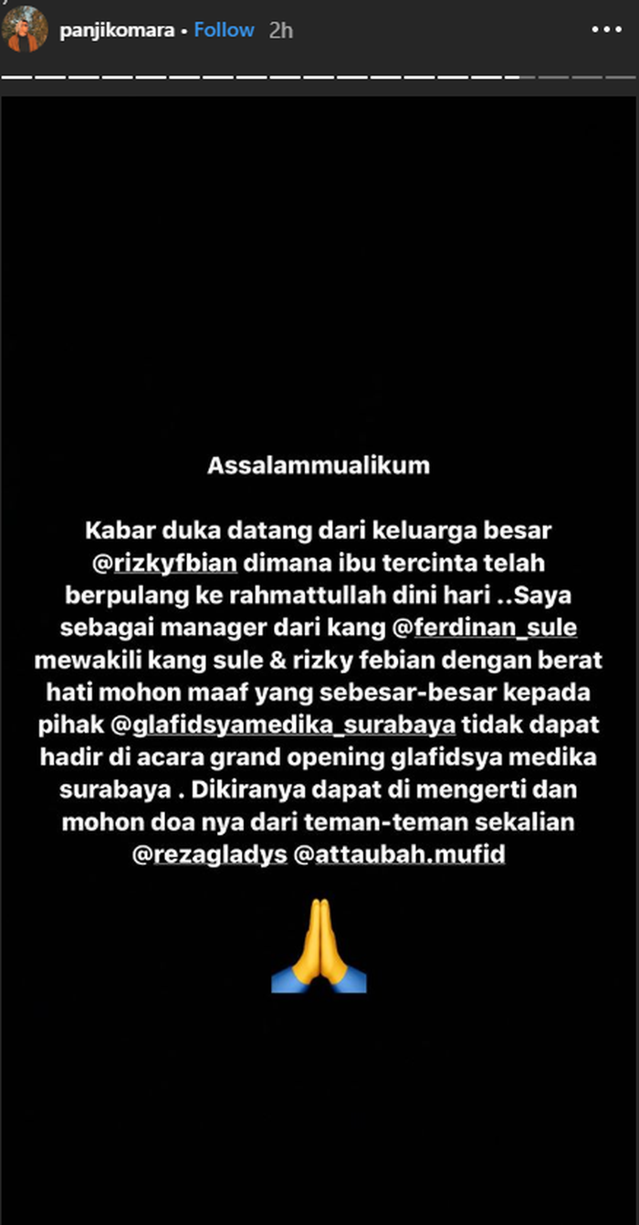 unggahan manajer Sule