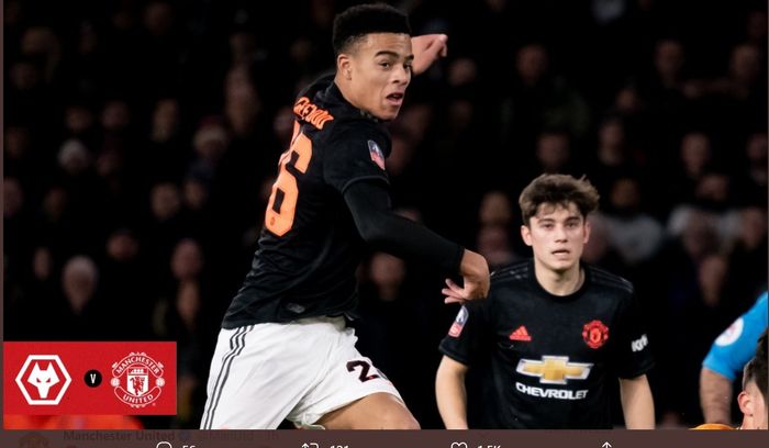 Mason Greenwood, gagal membawa Manchester United meraih kemenagan di babak ketiga Piala FA melawan Wolverhampton Wanderers, Sabtu (4/1/2020) di Molineux Stadium.