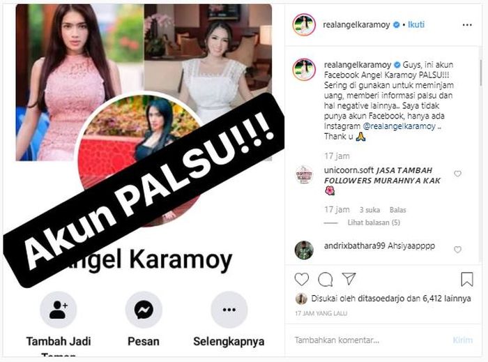 Unggahan Angel Karamoy