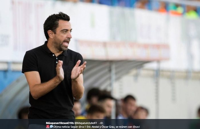 Xavi Hernandez saat memberikan instruksi dalam pertandingan kepada mantan klubnya, Al-Sadd.