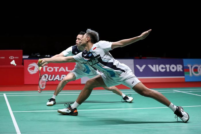 Ganda putra Indonesia, Fajar Alfian/Muhammad Rian Ardianto, tampil pada semifinal Malaysia Masters 2020 di Axiata Arena, Kuala Lumpur, Sabtu (11/1/2020).