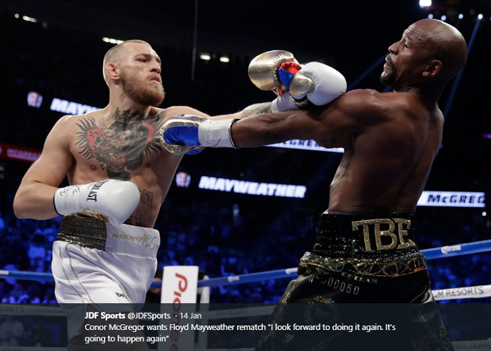 Ketika duel tinju antara Conor McGregor vs Floyd Mayweather Jr berlangsung di T-Mobile Arena, Las Vegas, Agustus 2017 silam. Saat itu, McGregor kalah melalui technical knockout (TKO) dari Mayweather di ronde kesepuluh.