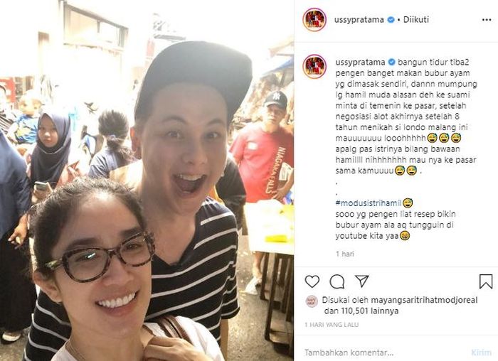 Ussy Sulistyawati ngidam minta diantar Andhika Pratama ke pasar.