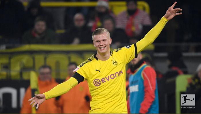 Striker asal Norwegia, Erling Haaland, saat membela Borussia Dortmund.