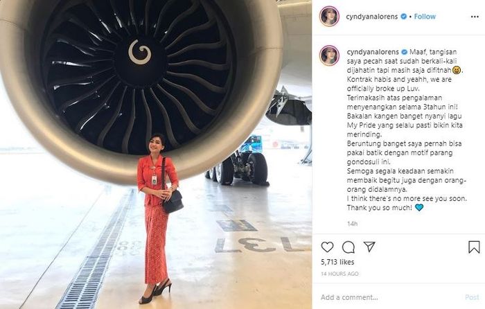 Adik Kriss Hatta, Cyndyana Lorens pamit dari Garuda Indonesia. Sebelumnya, namanya sempat disebut oleh akun @digeeembok sebagai salah satu selir petinggi Garuda Indonesia.